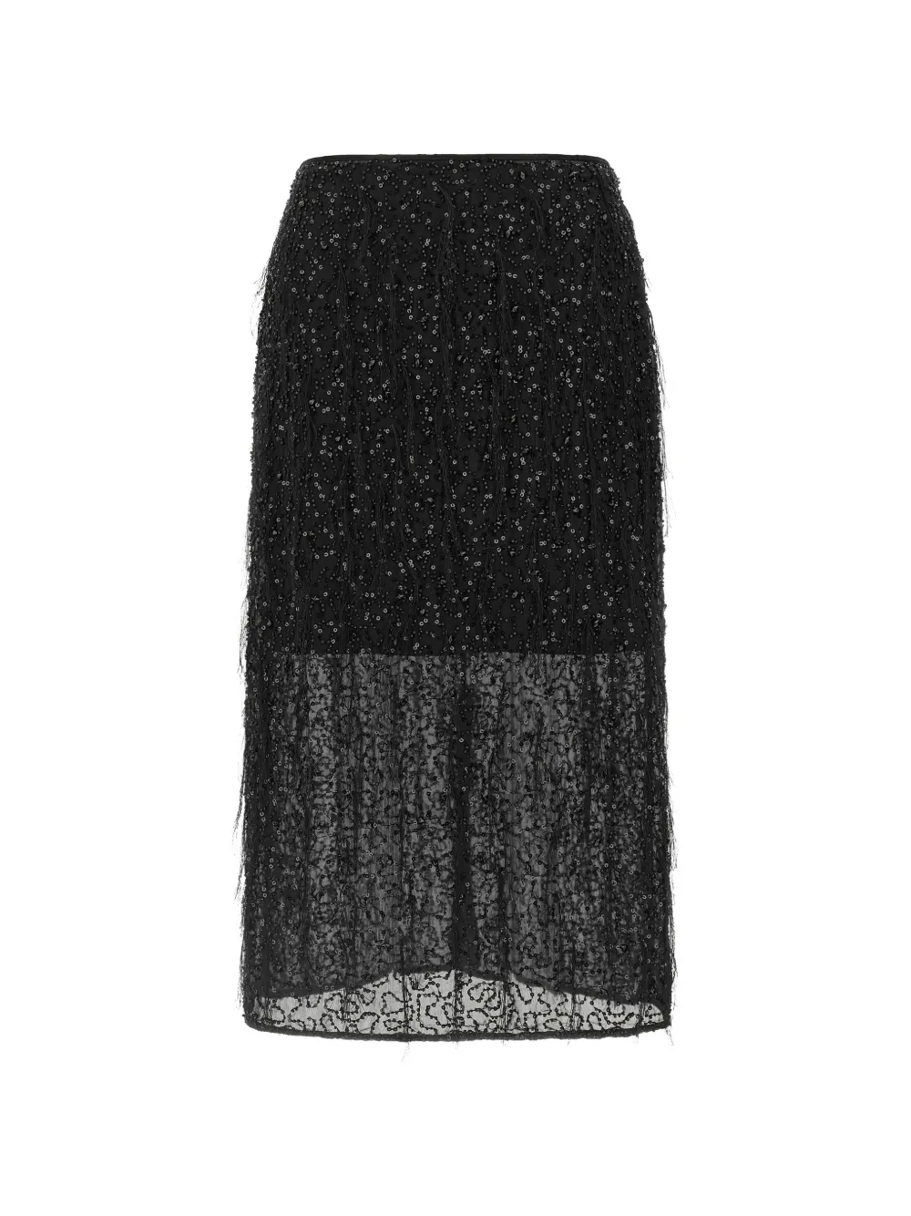 TWINSET jupe mi-longue ornée de sequins à franges - Noir