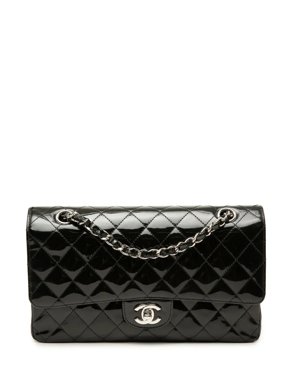 CHANEL Pre-Owned 2009-2010 Medium Classic Patent Double Flap shoulder bag - Nero