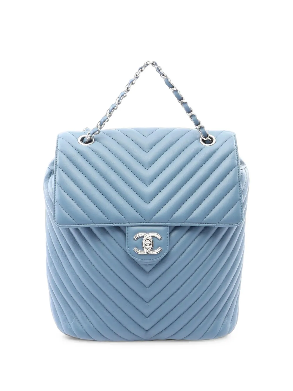 CHANEL Pre-Owned 2018 Chevron V-stitch backpack - Blu