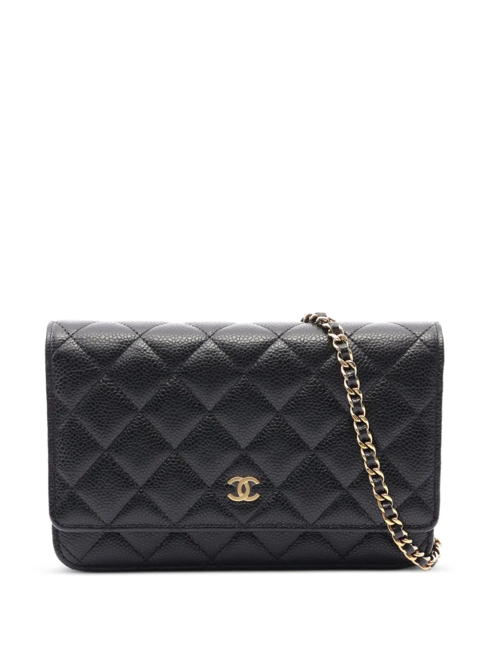 CHANEL Pre-Owned 2021 CC-logo Matelassé chain wallet - Nero