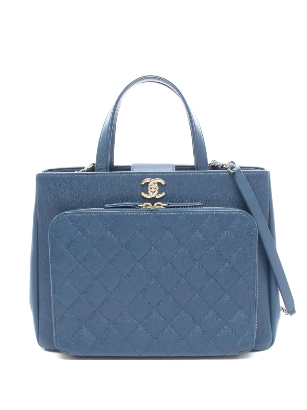 CHANEL Pre-Owned 2017-2018 Business Affinity matelassé tote bag - Blu