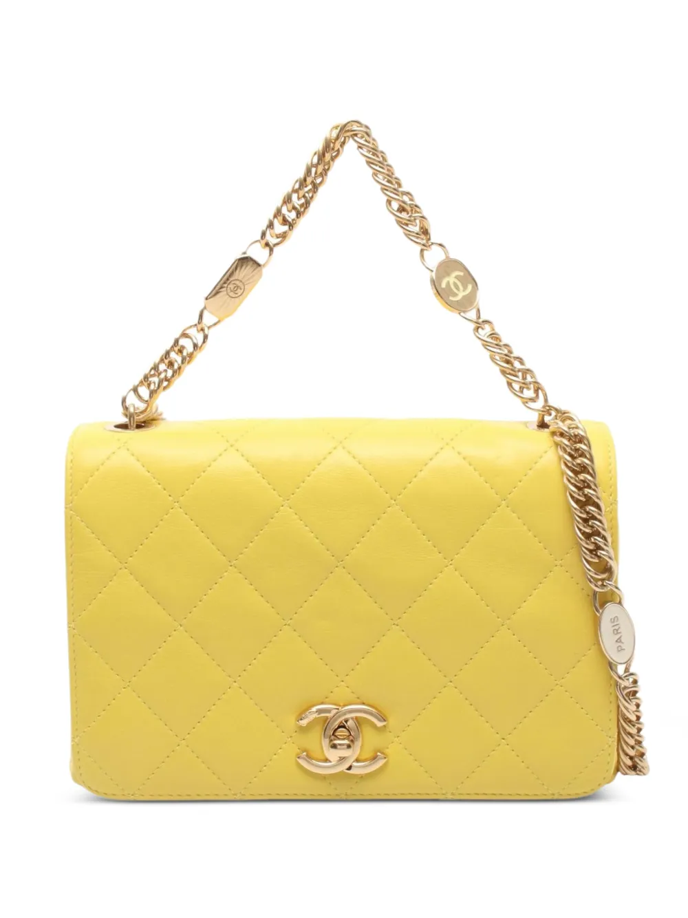 CHANEL Pre-Owned 2021s matelassé chain mini bag - Giallo