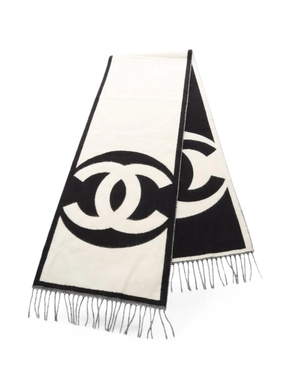 CHANEL Pre-Owned 1986-1988 fringed scarf - Bianco
