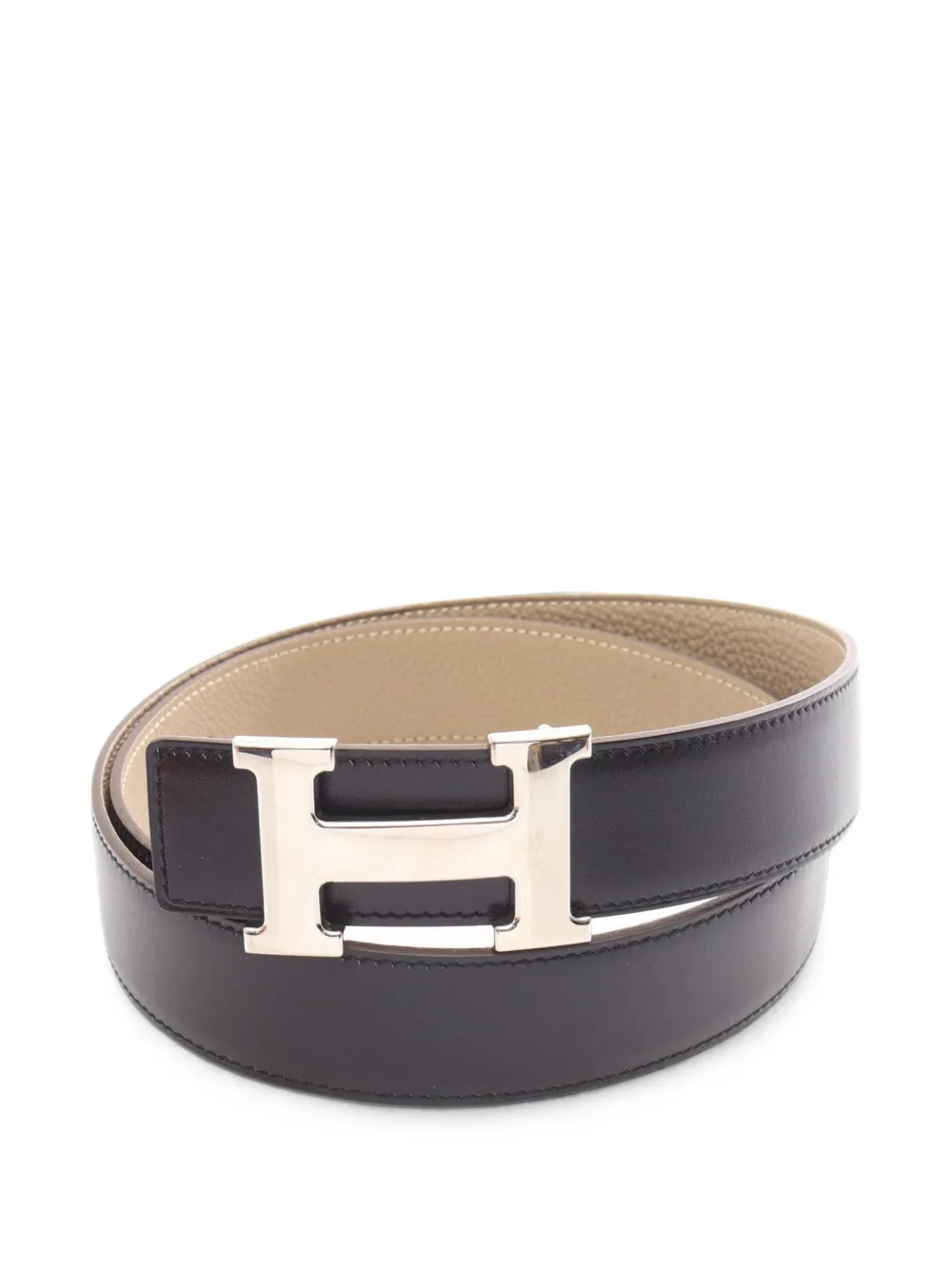 Pre-owned Hermes 2008 Constance H-belt Reversible Belt In Black