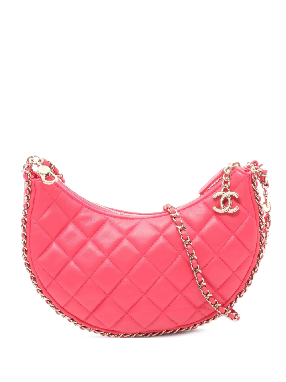 CHANEL Pre-Owned 2021 small Matelassé chain cross body bag - Rosa