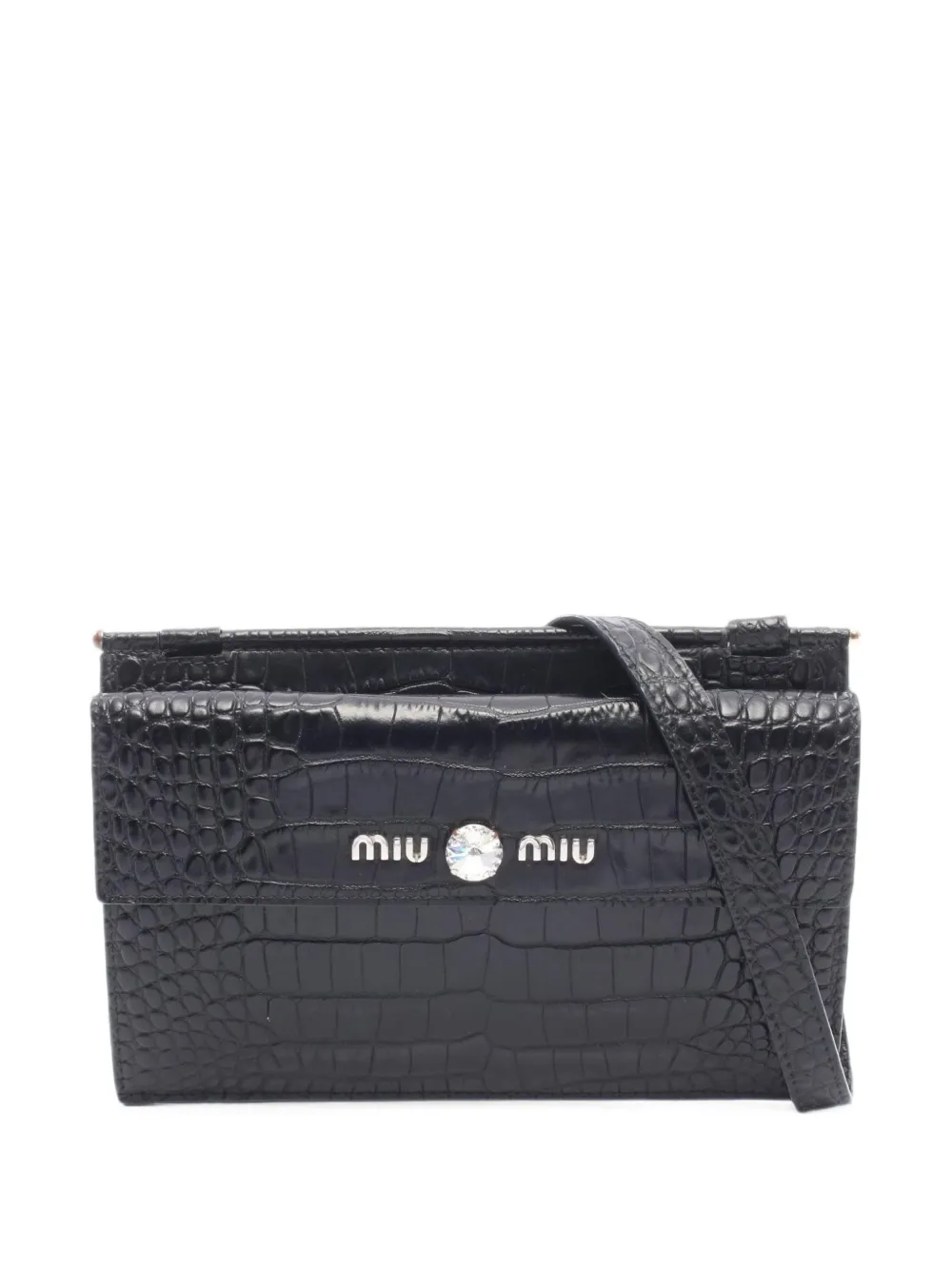 Miu Miu Pre-Owned 2010s crocodile-embossed mini bag - Nero