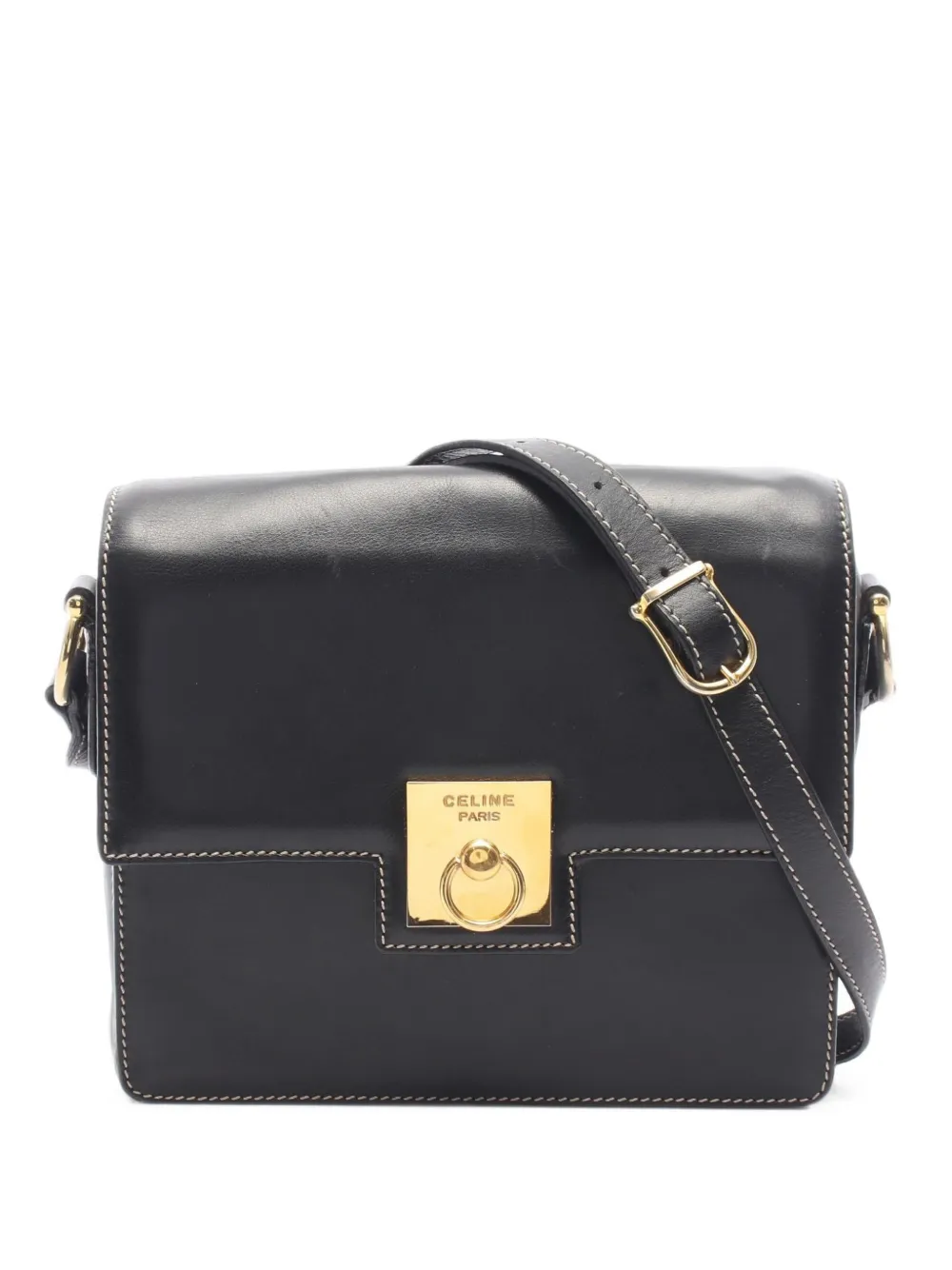 Celine Pre-Owned 2000s ring-detail leather shoulder bag - Nero