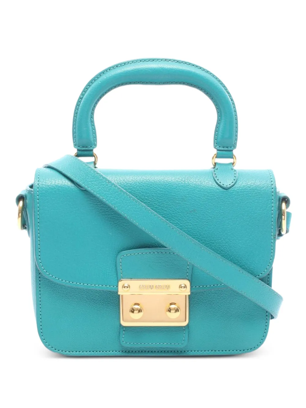 Miu Miu Pre-Owned sac à main Madras en cuir (années 2000) - Bleu Miu Miu Pre-Owned sac à main Madras en cuir (années 2000) - Bleu