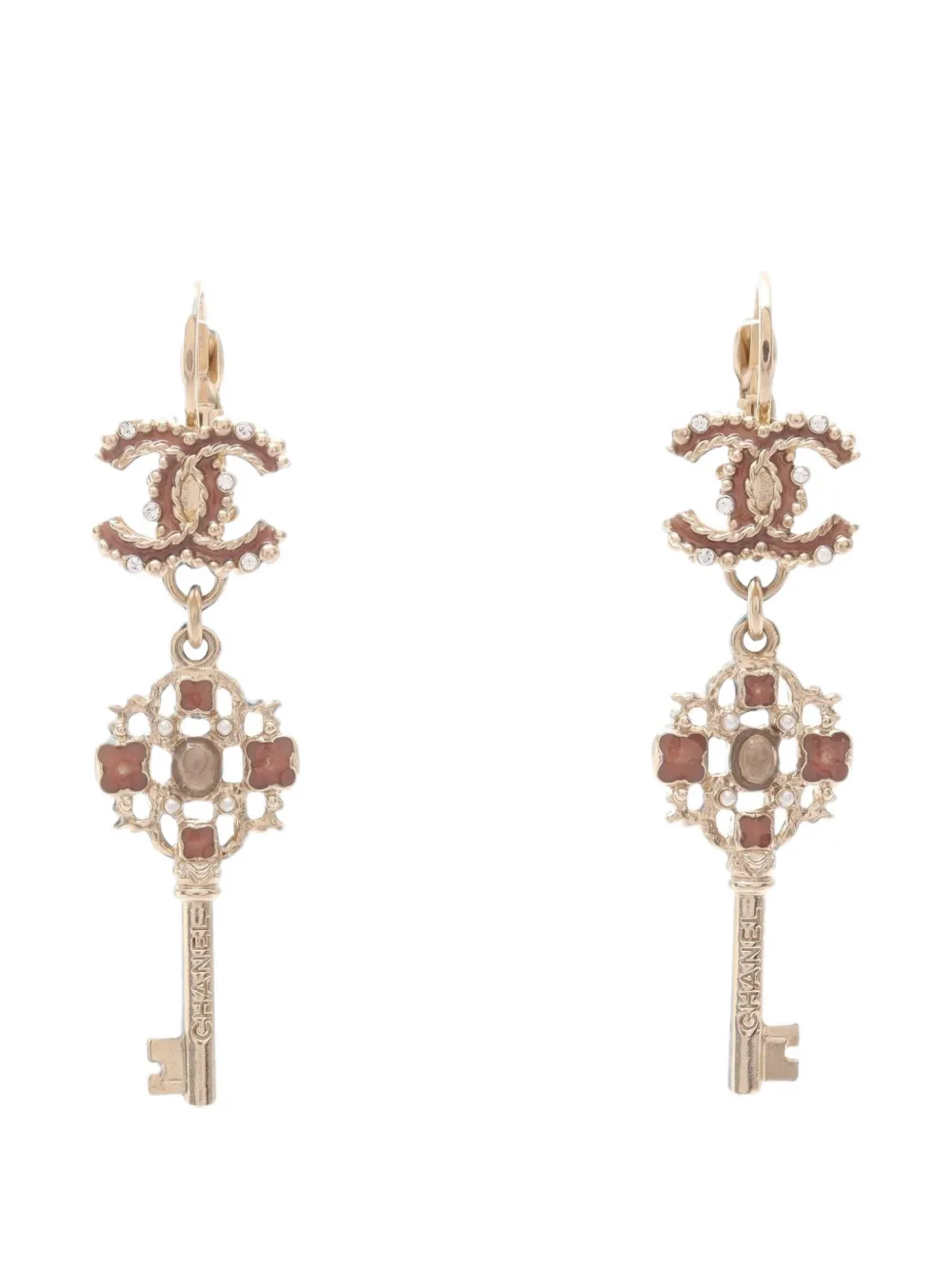 CHANEL Pre-Owned 2017 Coco Mark key earrings - Oro