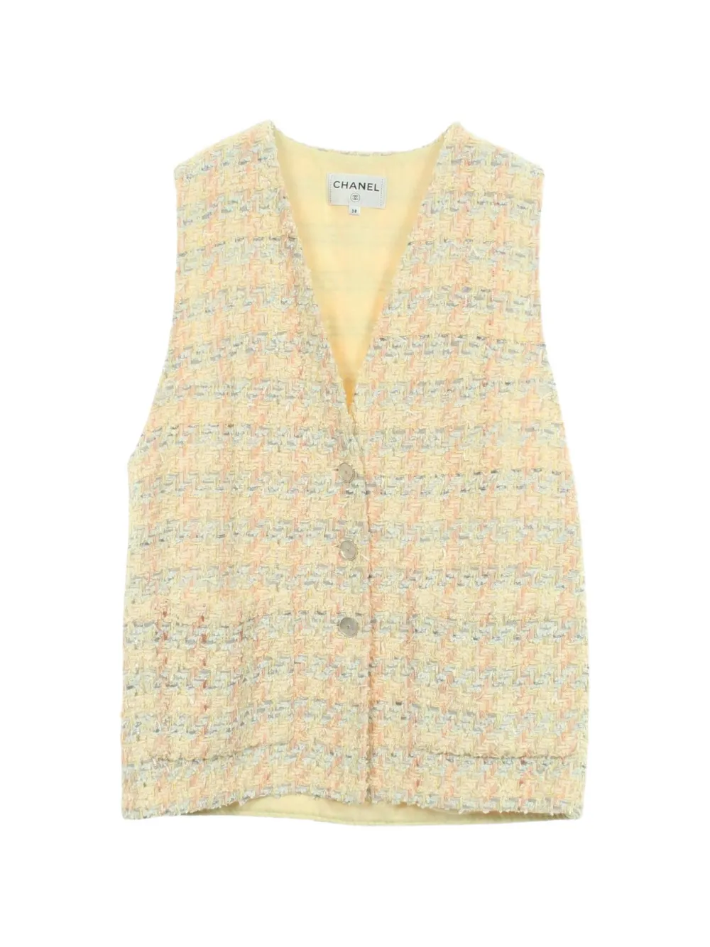 CHANEL Pre-Owned 1986-1988 Coco button tweed gilet - Giallo
