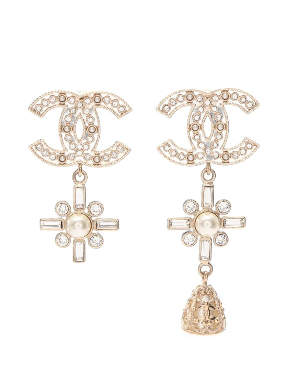CHANEL Pre-Owned 2019 CC faux-pearl earrings - Oro