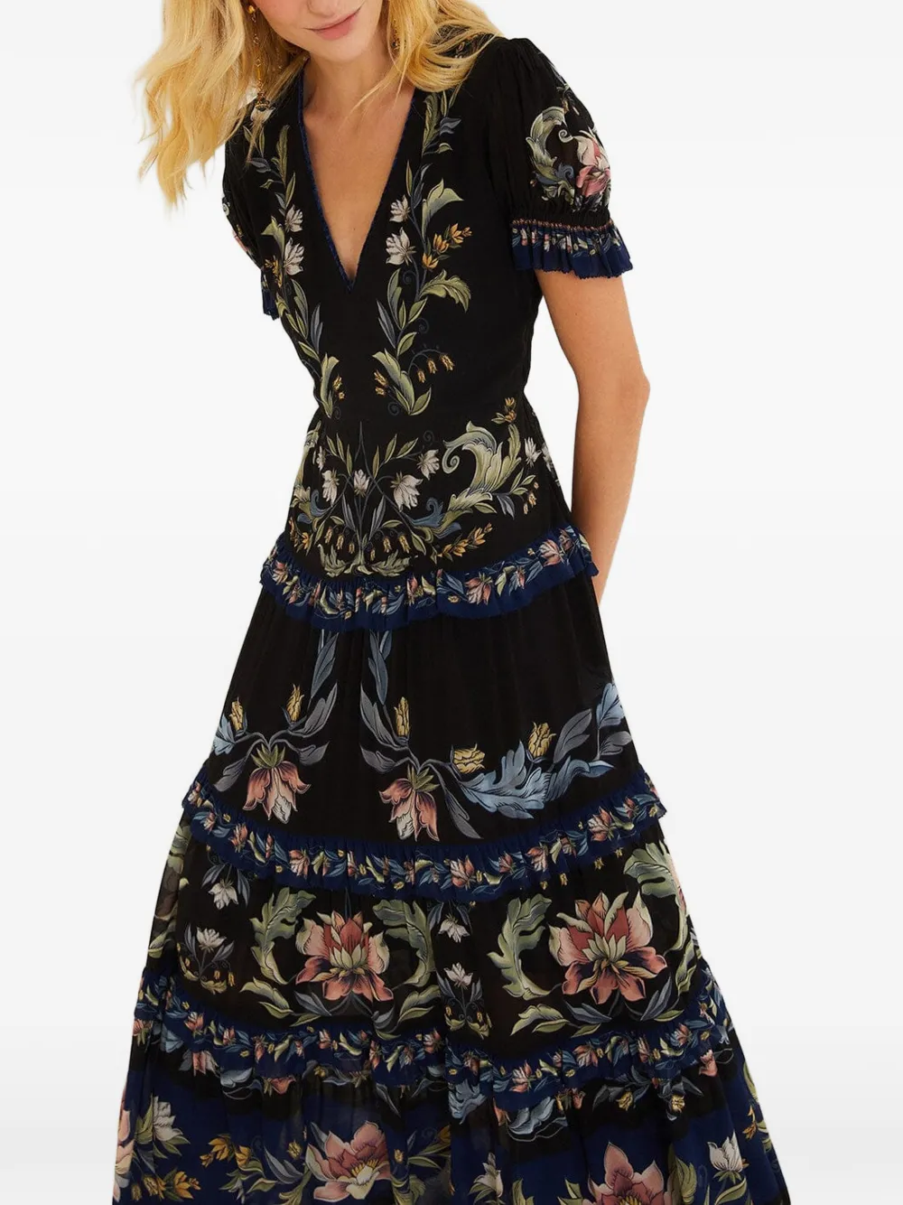 FARM Rio Natalia floral-print tiered maxi dress