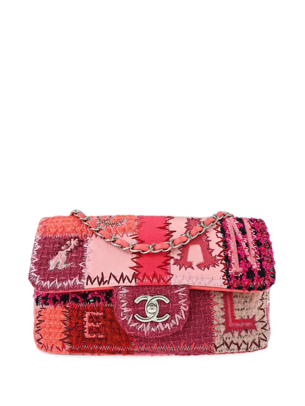 CHANEL Pre-Owned 2016 Tweed Patchwork shoulder bag - Rosa