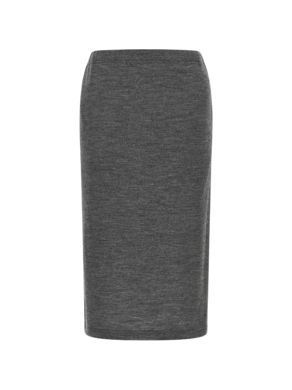 Junya Watanabe Mélange-effect Midi Skirt in Grey