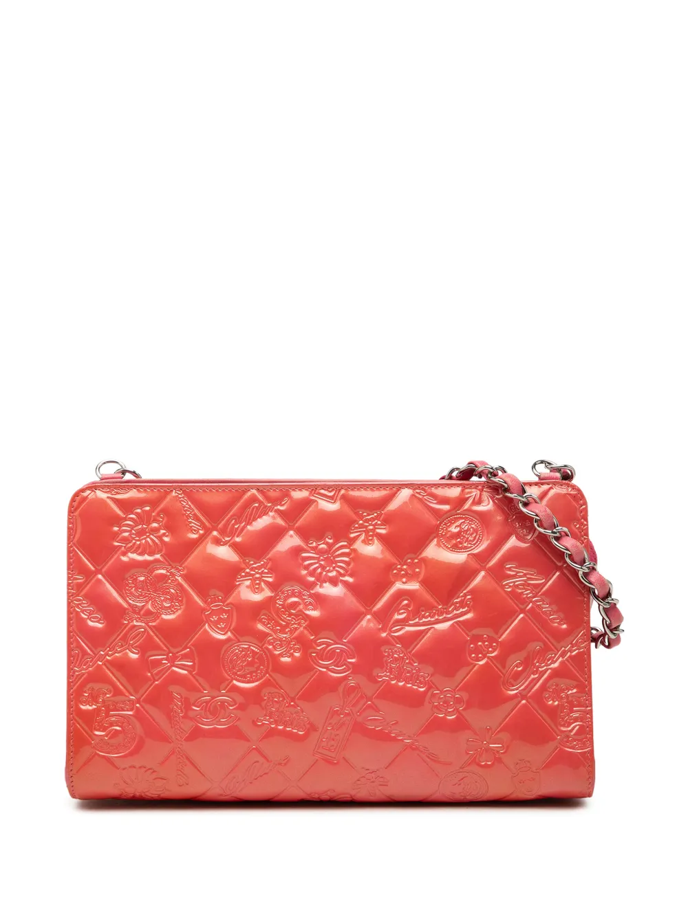 CHANEL Pre-Owned 2009-2010 Quilted Patent Embossed Lucky Symbols Pochette shoulder bag - Rosa
