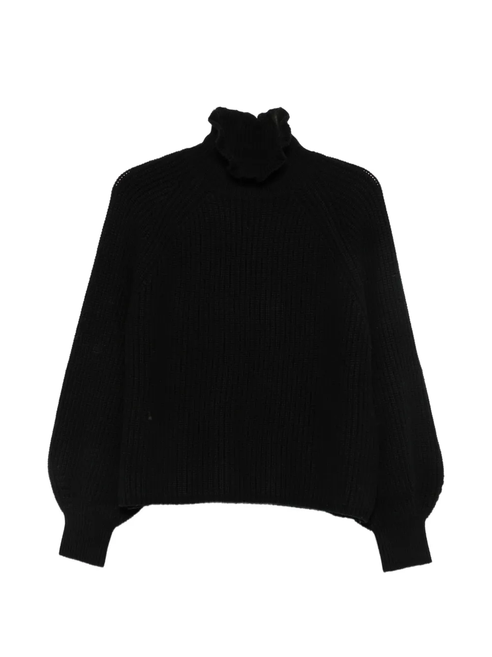 Max Mara ruffle-trim ribbed-knit sweater - Nero