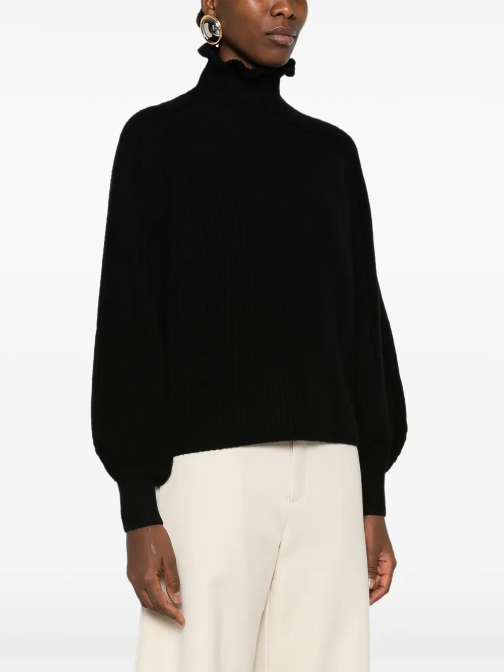 Max Mara Ribgebreide trui met ruches Zwart