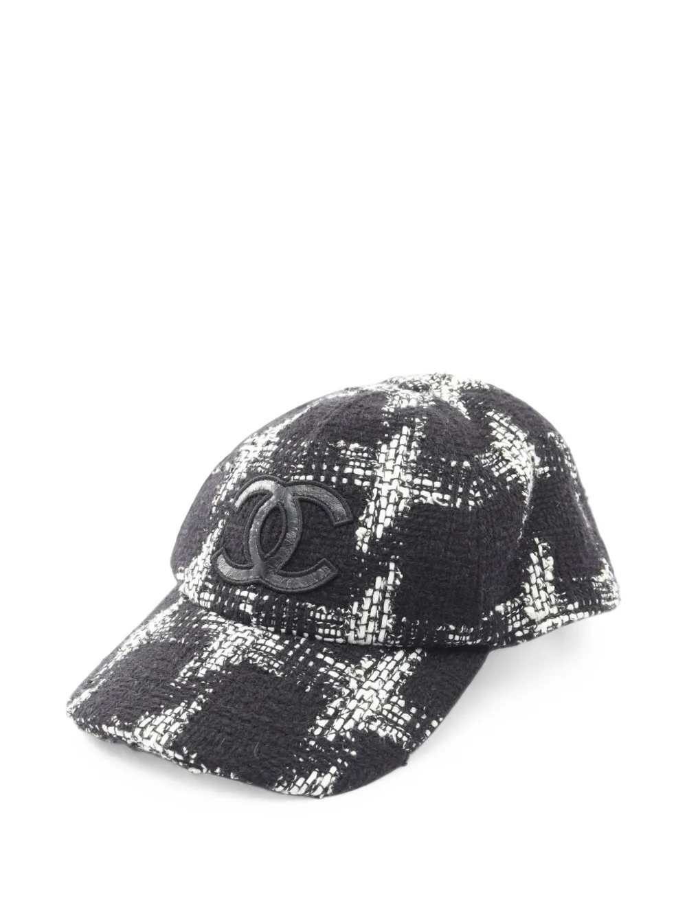 CHANEL Pre-Owned 1986-1988 Coco Mark tweed cap - Nero