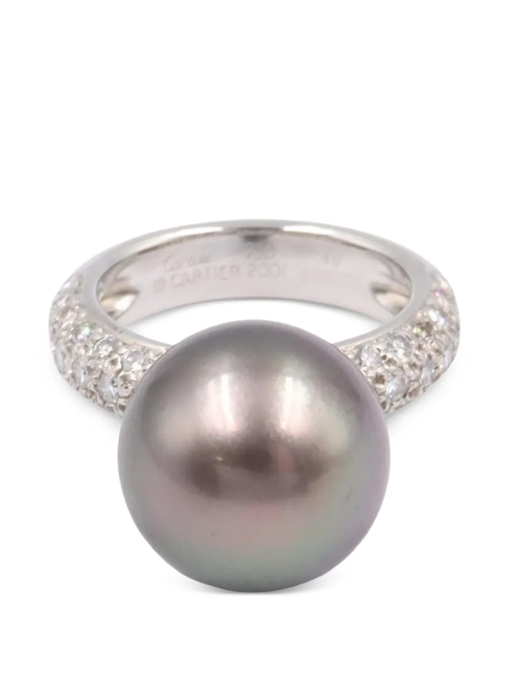 Cartier 2010s Perlenring mit Diamant - Silber