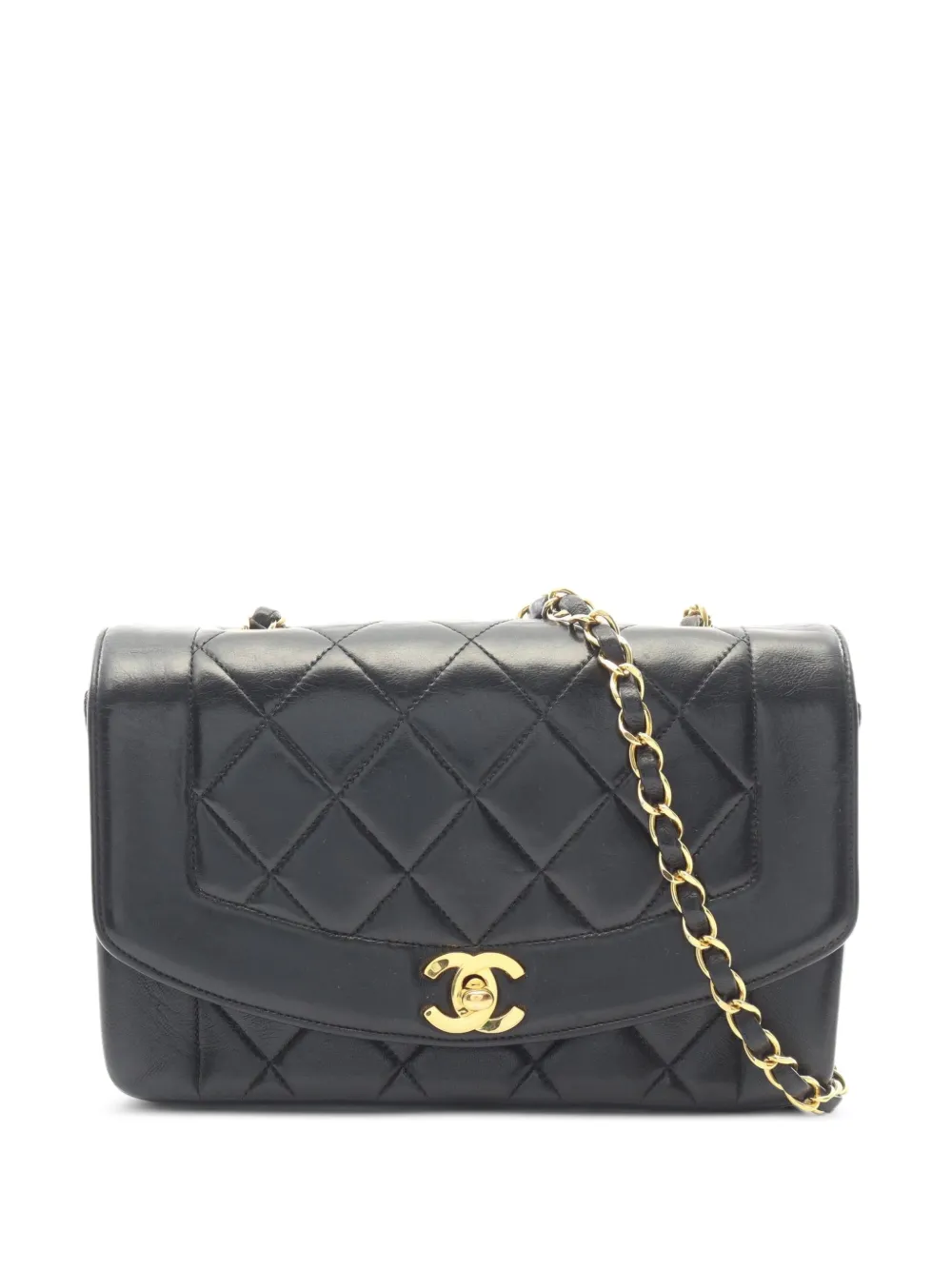 CHANEL Pre-Owned 1994-1996 Diana Matelassé foldover-top shoulder bag - Nero