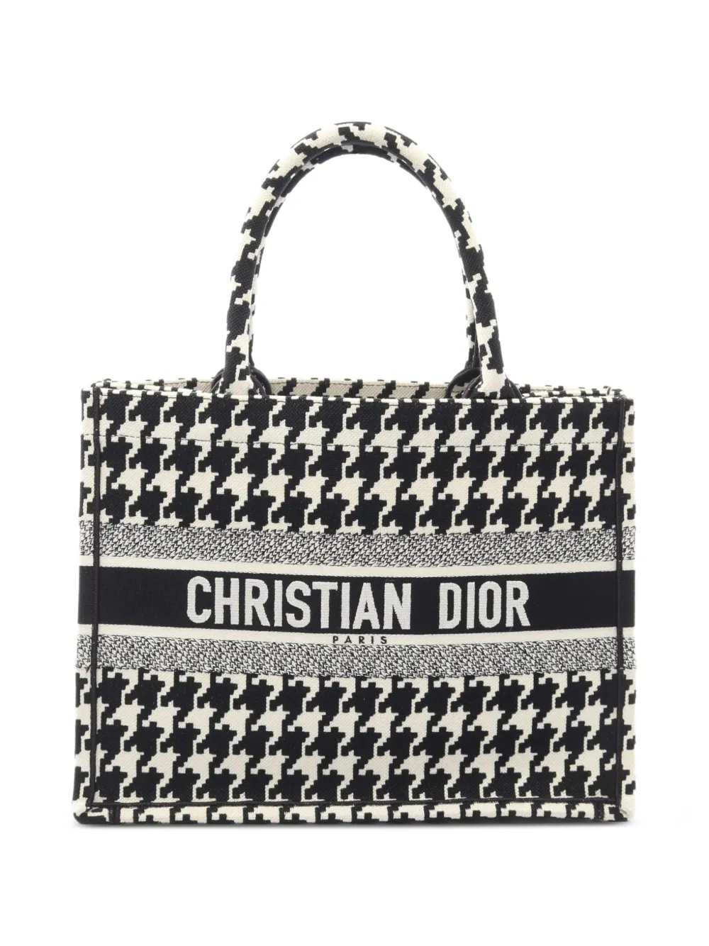 Christian Dior Pre-Owned 2010s mittelgroßer Book Tote Tote Bag mit Hahnentrittmuster - Schwarz