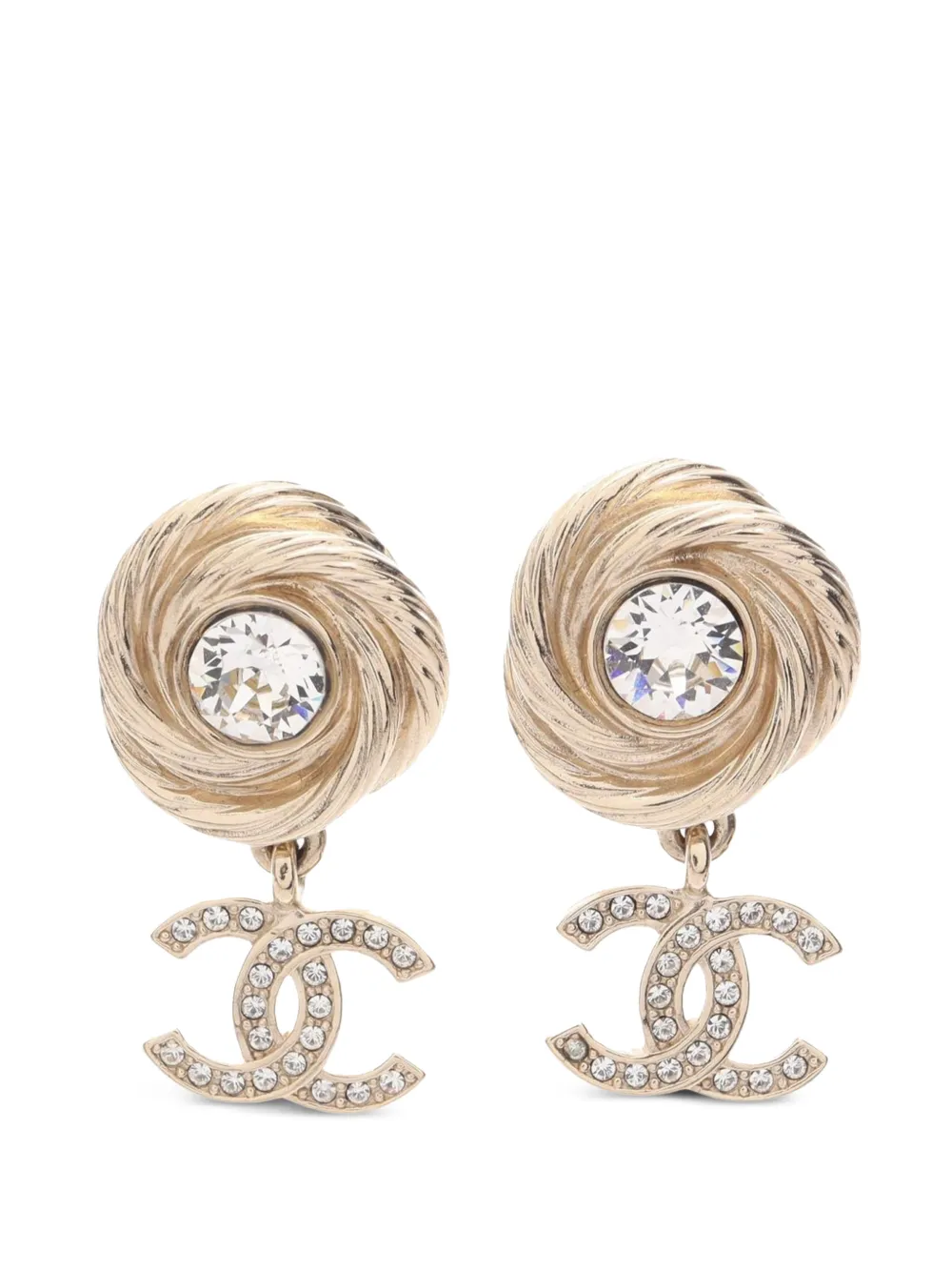CHANEL Pre-Owned Coco Mark crystal drop earrings - Oro