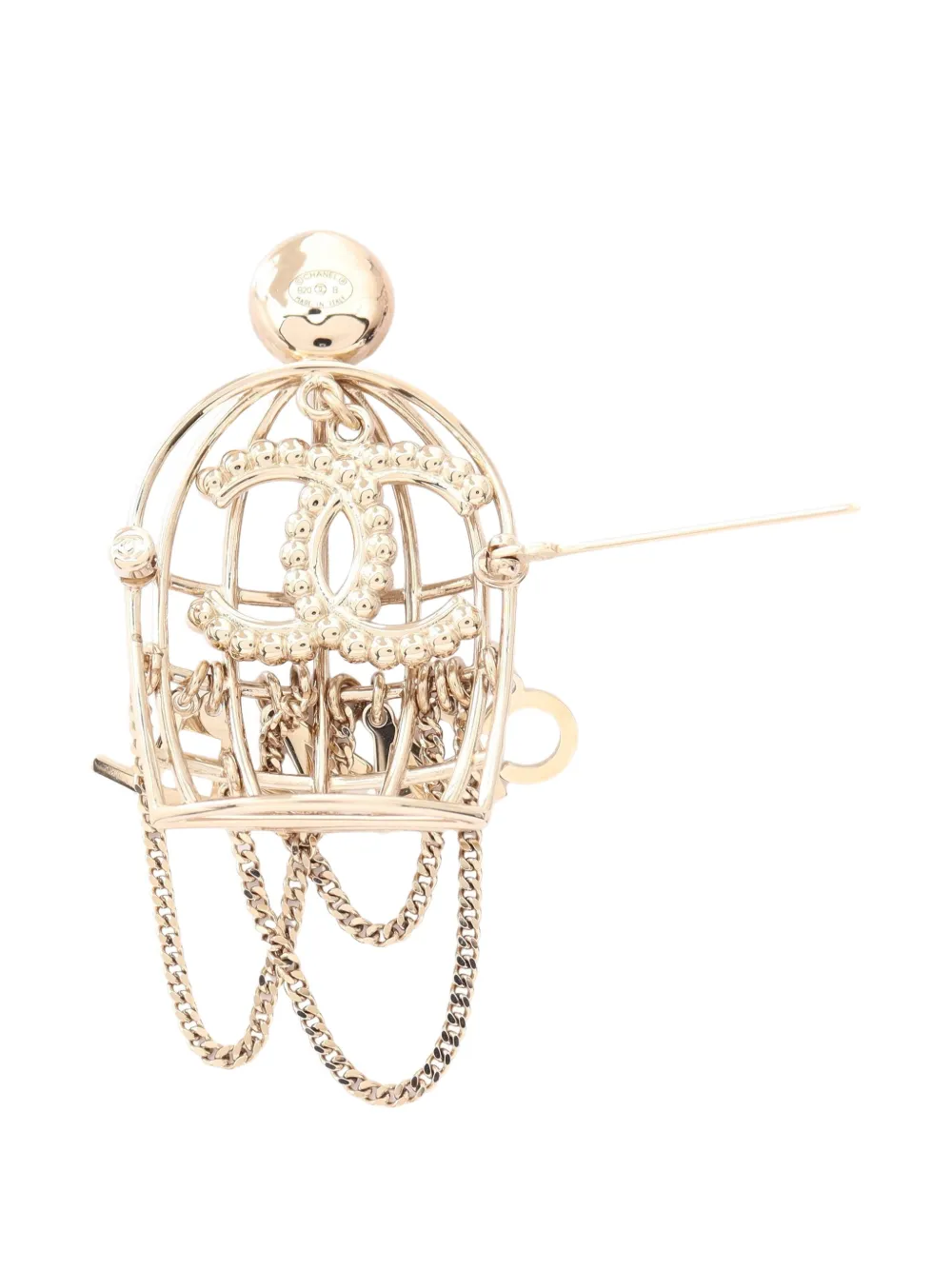 CHANEL Pre-Owned 2020 Birdcage motif brooch - Oro