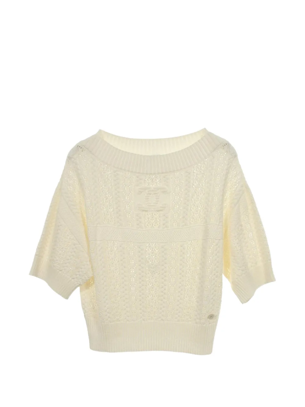 CHANEL Pre-Owned 1986-1988 Cocomark cable-knit sweater - Toni neutri