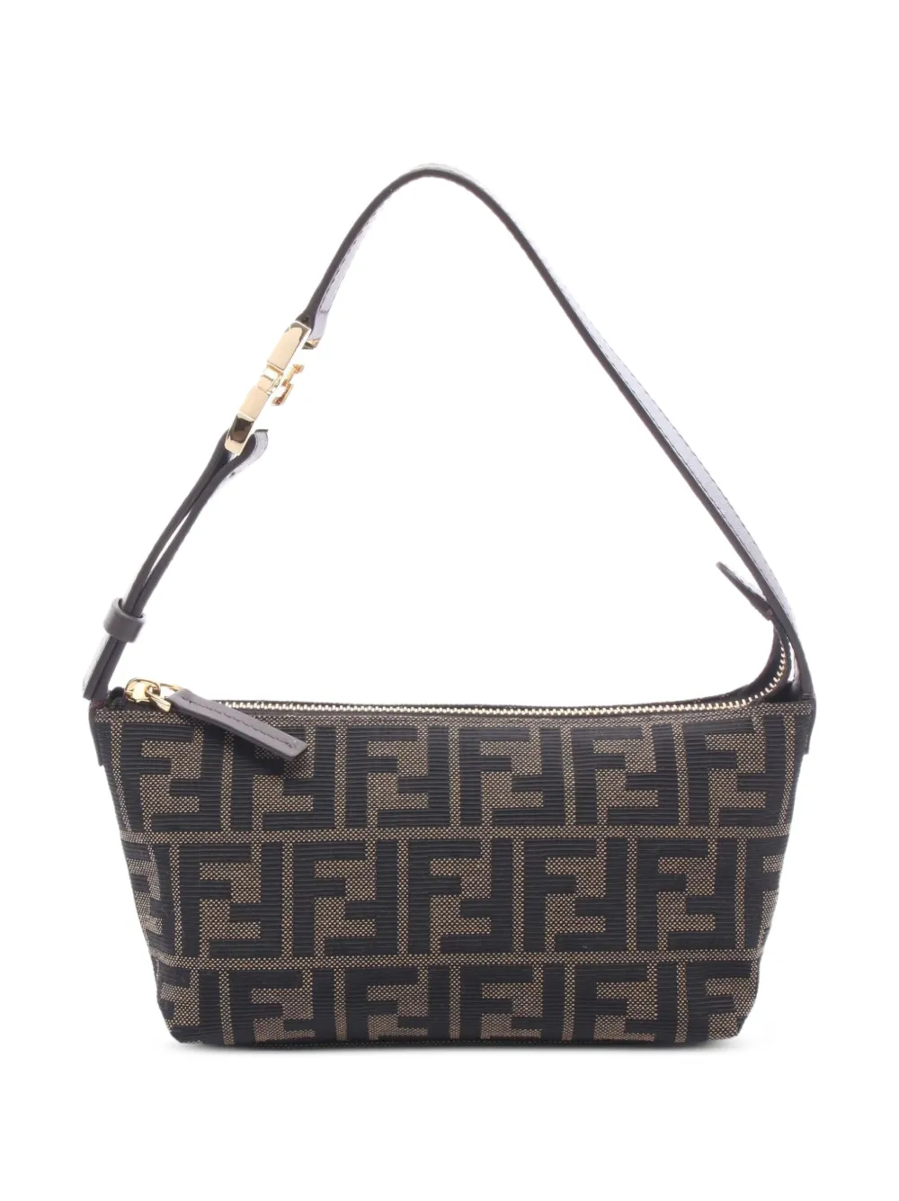 Pre-owned Fendi 2020s Small Vanity Pouch Zucca Shoulder Bag In ブラウン