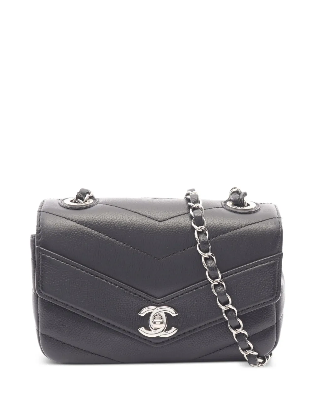 CHANEL Pre-Owned 2017-2018 Chevron mini bag - Nero