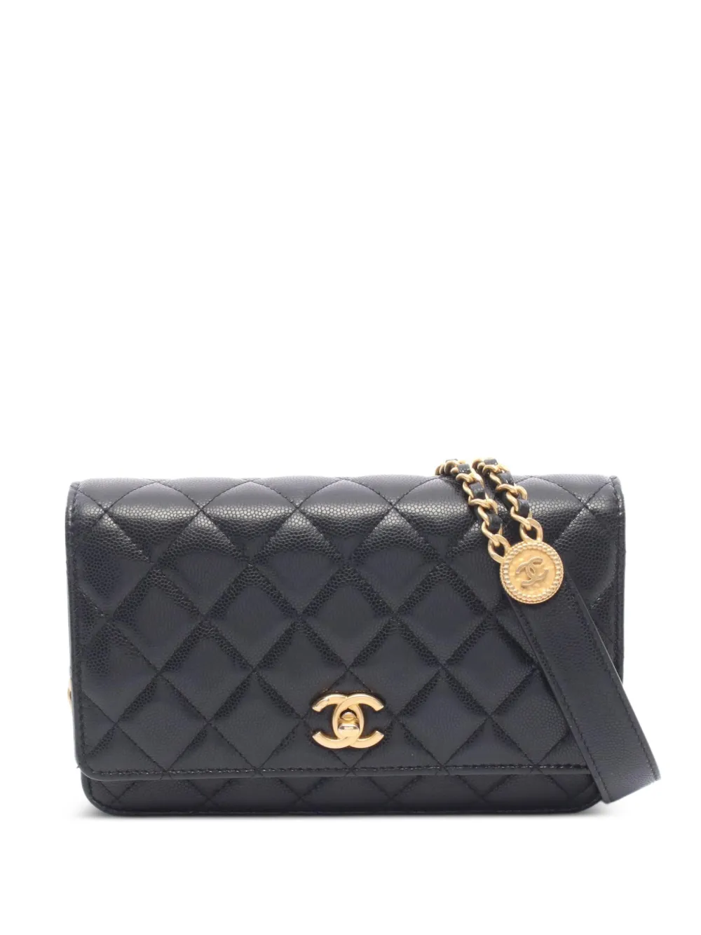 CHANEL Pre-Owned Matelassé Caviar chain wallet - Nero