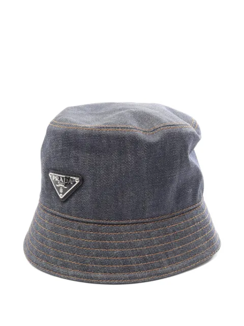 Prada Pre-Owned gorro de pescador con logo de triángulo de mezclilla 2010