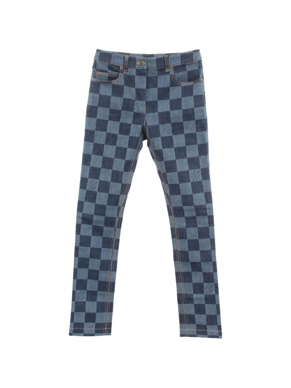 Louis Vuitton Pre-Owned jean à imprimé Damier (années 2020) - Bleu Louis Vuitton Pre-Owned jean à imprimé Damier (années 2020) - Bleu