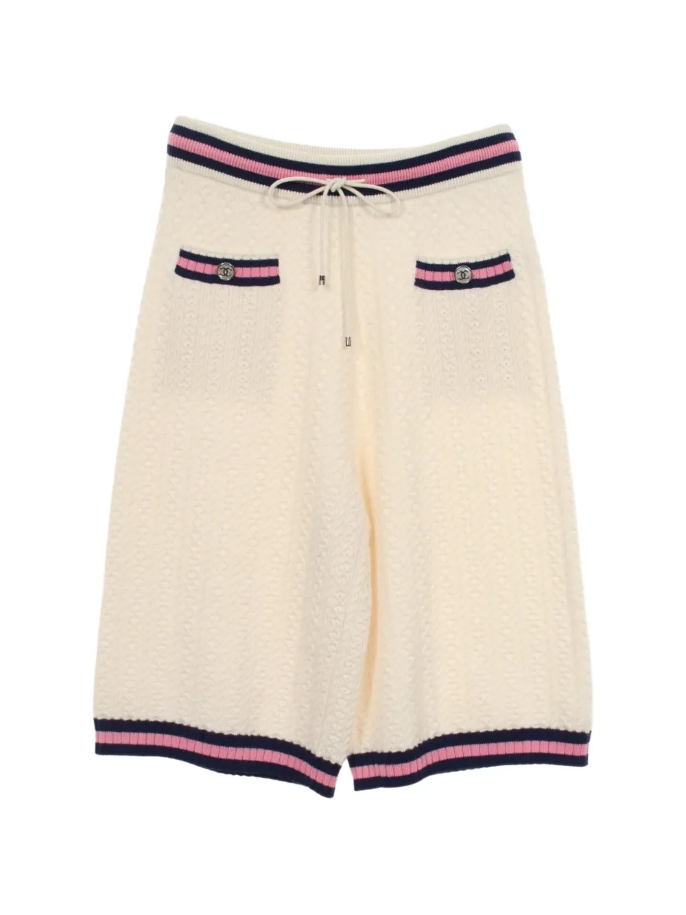 CHANEL Pre-Owned 1986-1988 Cocomark cable-knit cropped trousers - Toni neutri