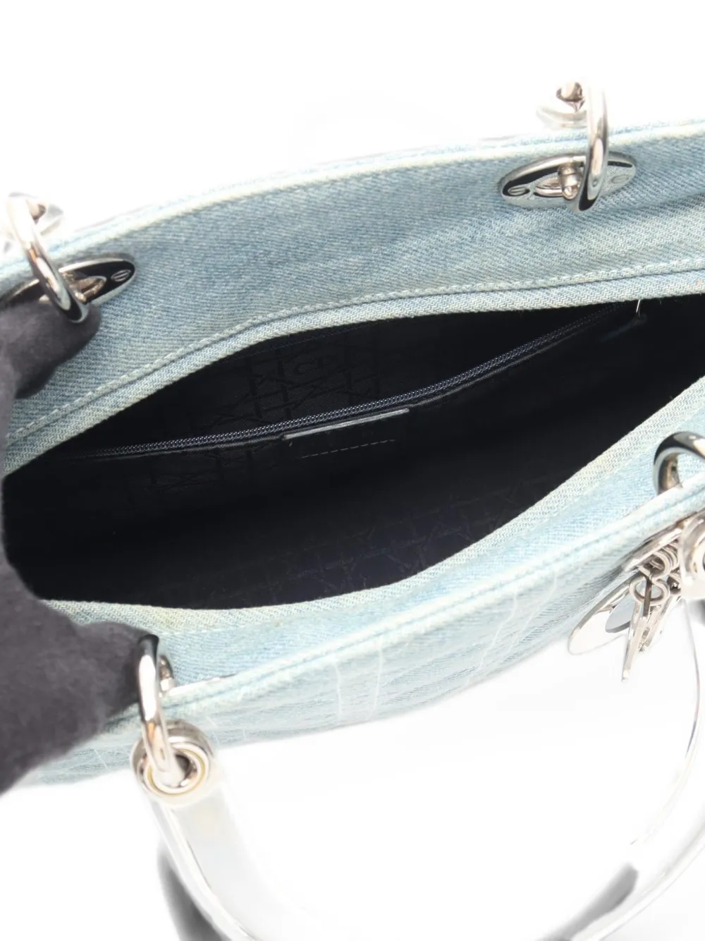 Christian Dior Pre-Owned 2010 grote Lady Dior Cannage handtas Blauw