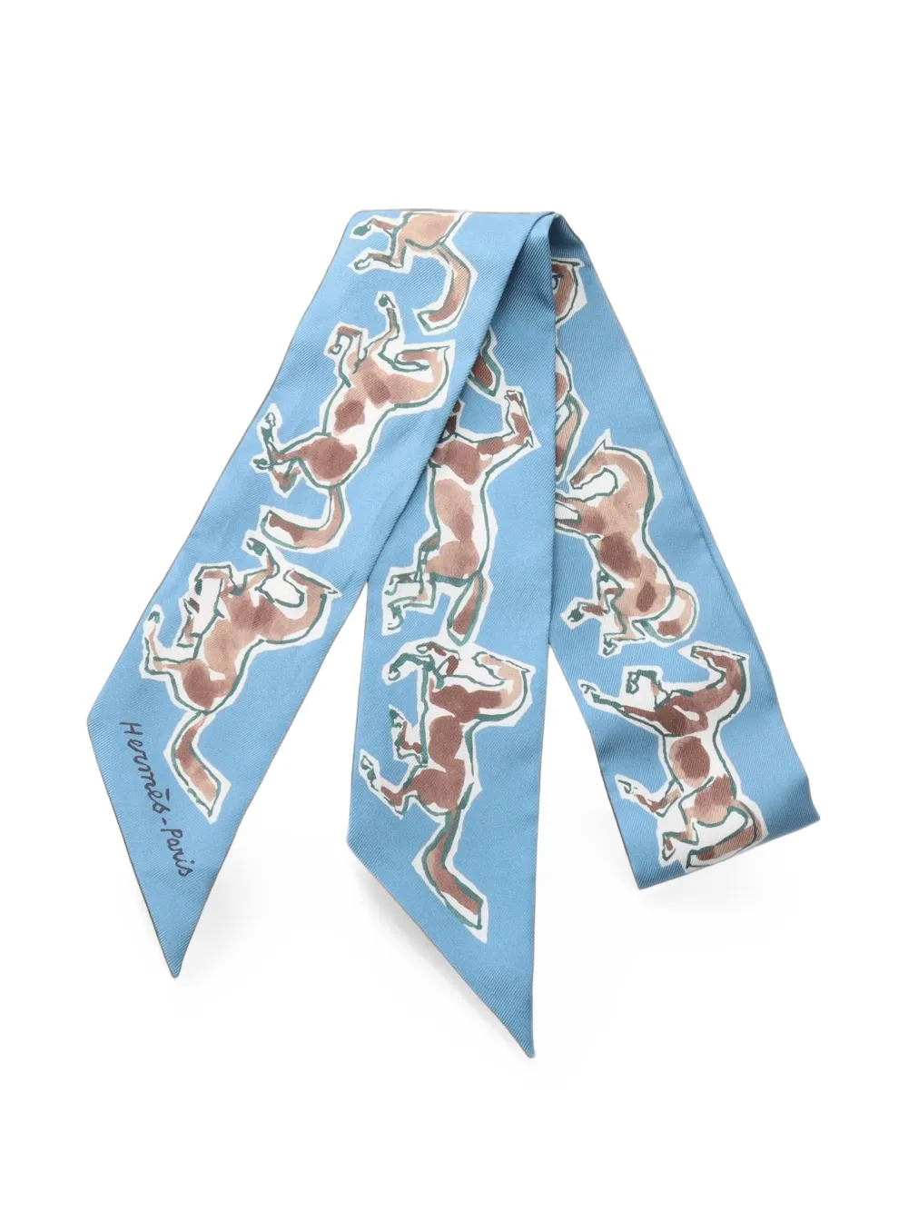 Hermès Pre-Owned 2010 Twilly Chevaux en Liberte scarf - Blu