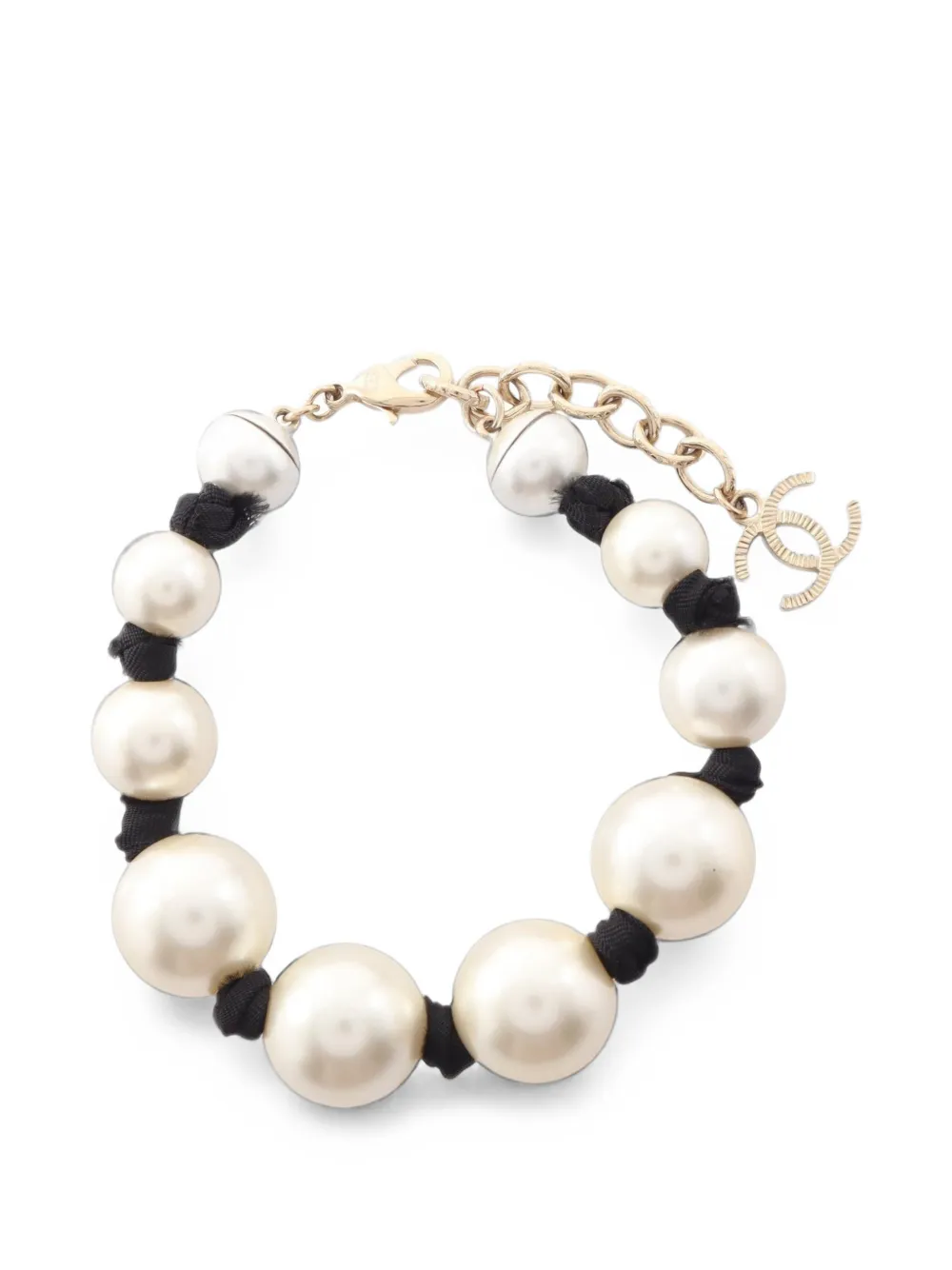 CHANEL Pre-Owned 2016 CC-logo faux-pearl bracelet - Oro