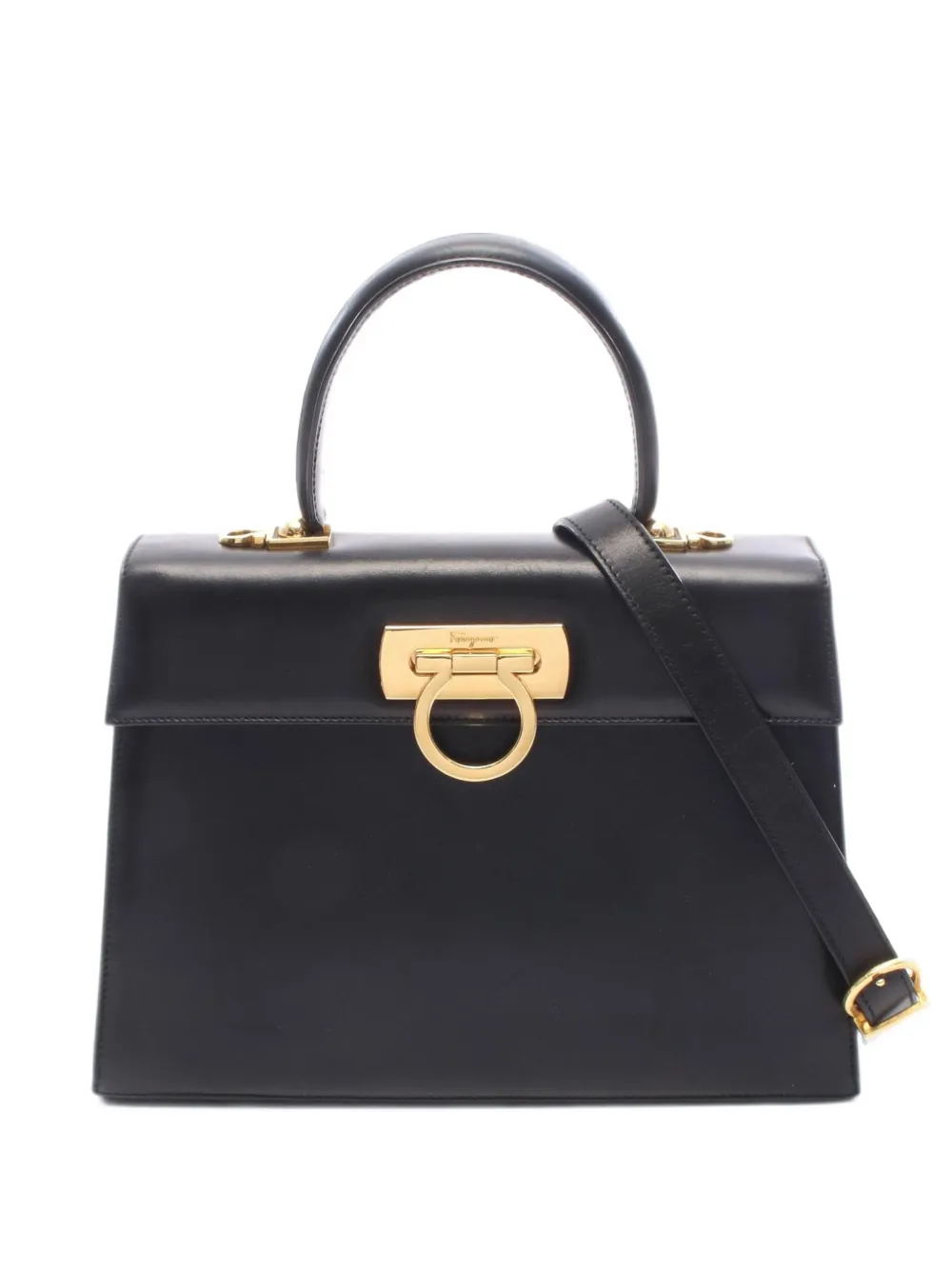 Ferragamo Pre-Owned cabas Gancini en cuir à double porté (années 2000) - Noir