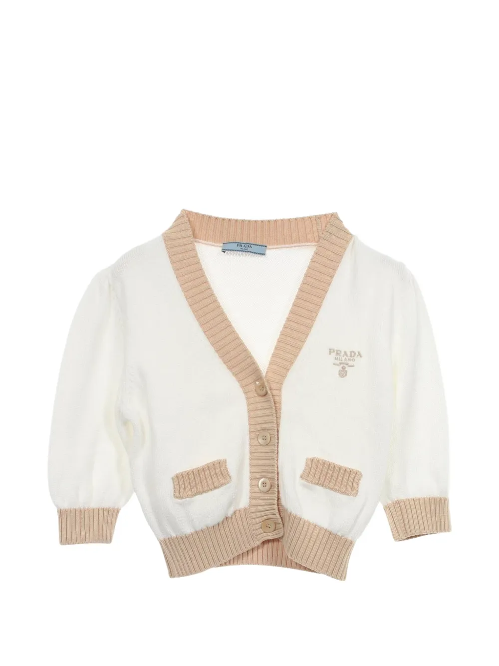Prada Pre-Owned cardigan crop à logo brodé (années 2010) - Blanc