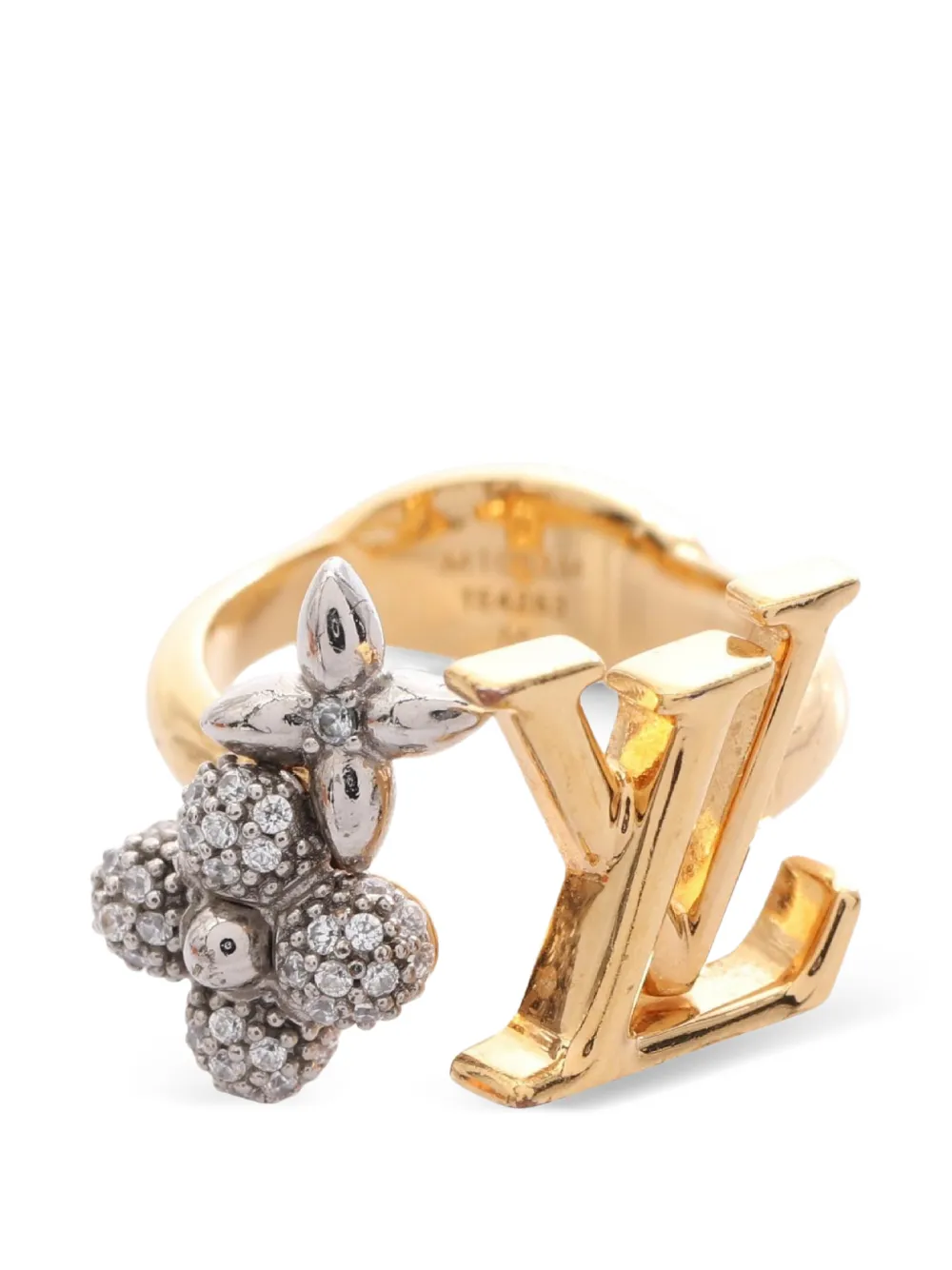 Louis Vuitton Pre-Owned 2023 Monogram Rhinestone ring - Oro
