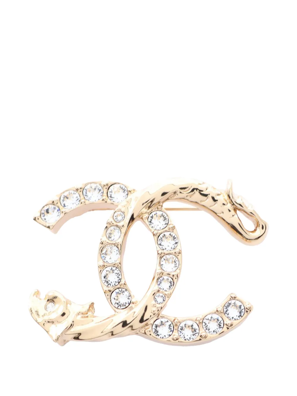 CHANEL Pre-Owned 2023 Coco Mark rhinestone brooch - Oro