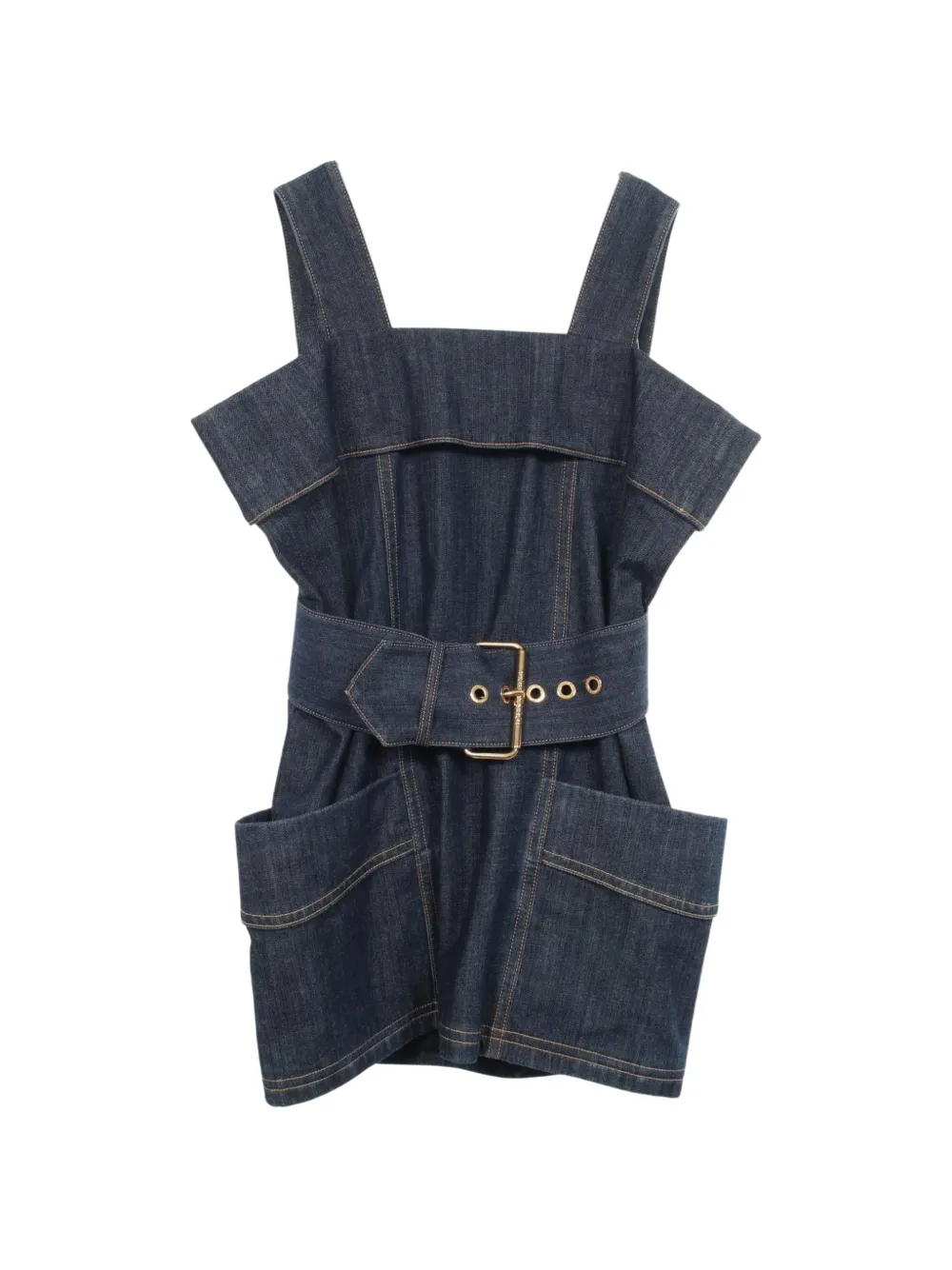 Louis Vuitton Pre-Owned robe courte en jean à taille ceinturée (années 2010) - Bleu Louis Vuitton Pre-Owned robe courte en jean à taille ceinturée (années 2010) - Bleu