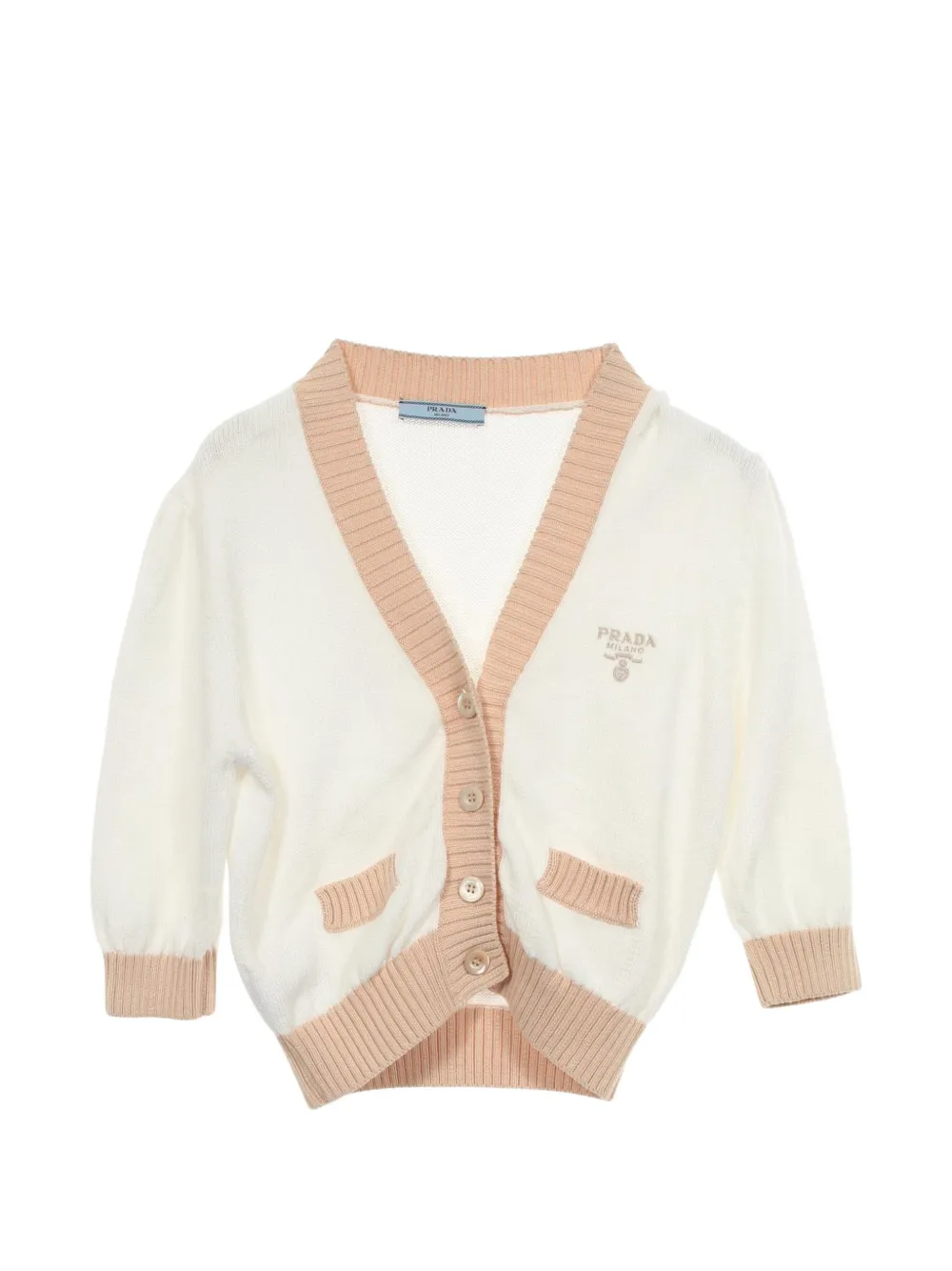 Prada Pre-Owned 2010s logo-embroidered cropped cardigan - Bianco