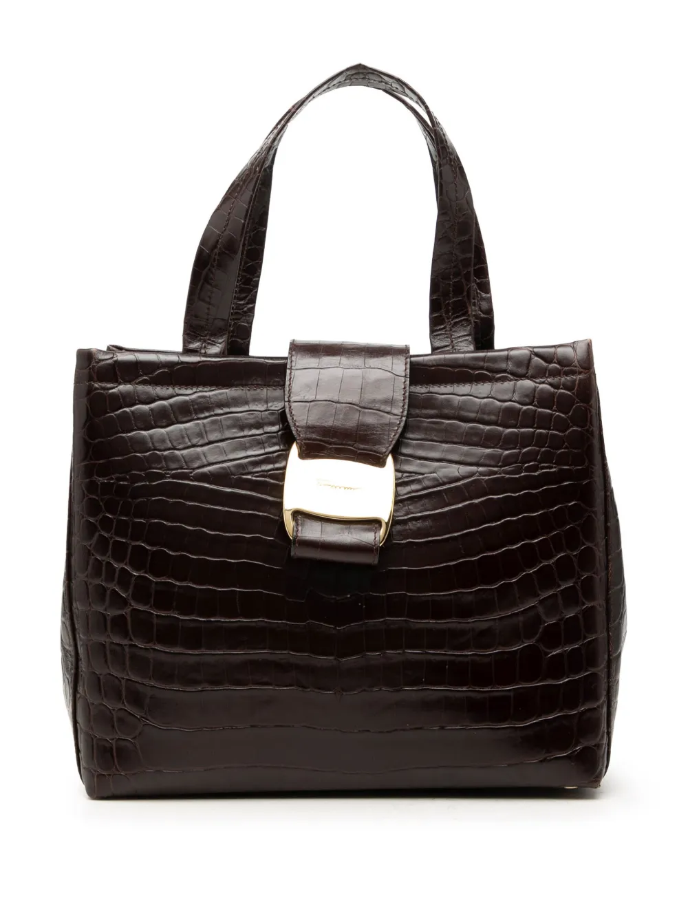 Ferragamo Pre-Owned 2010-2026 sac à main Vara Bow en cuir à effet peau de crocodile - Marron Ferragamo Pre-Owned 2010-2026 sac à main Vara Bow en cuir à effet peau de crocodile - Marron