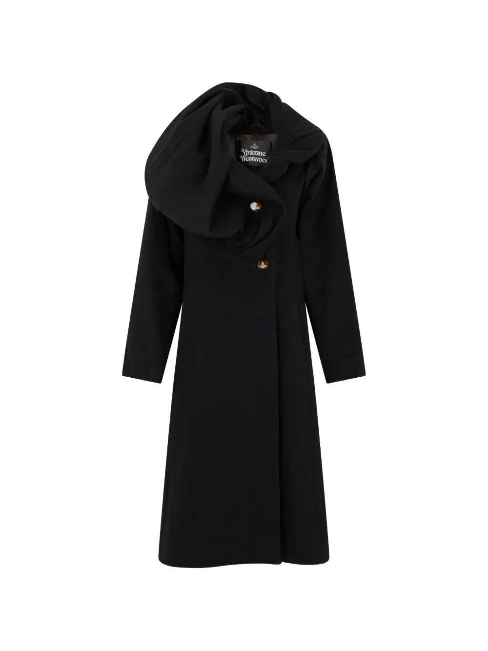 Vivienne Westwood draped asymmetric-collar coat - Nero