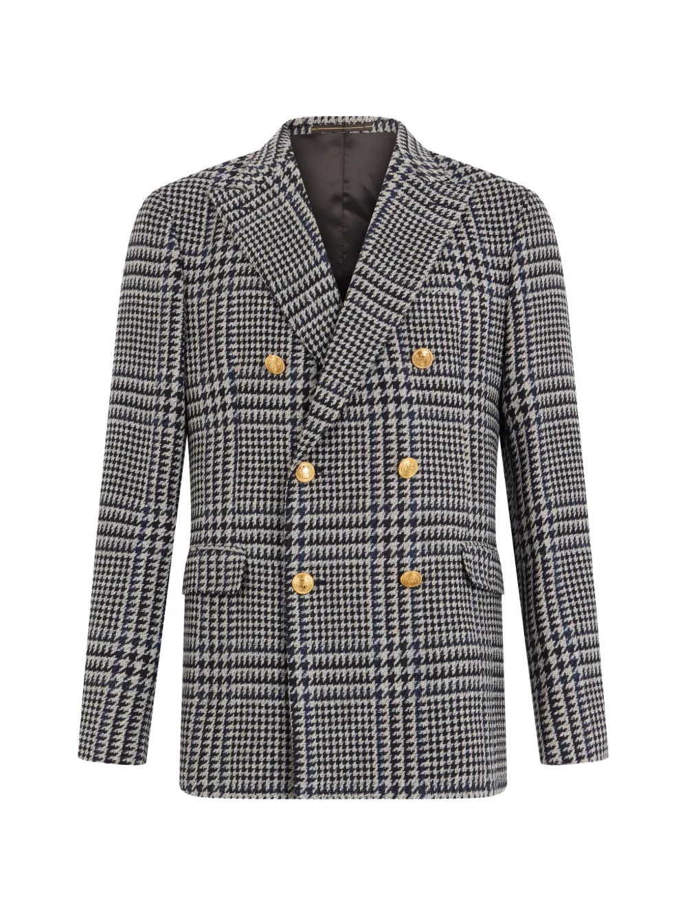 slowear Prince of Wales check double-breasted blazer