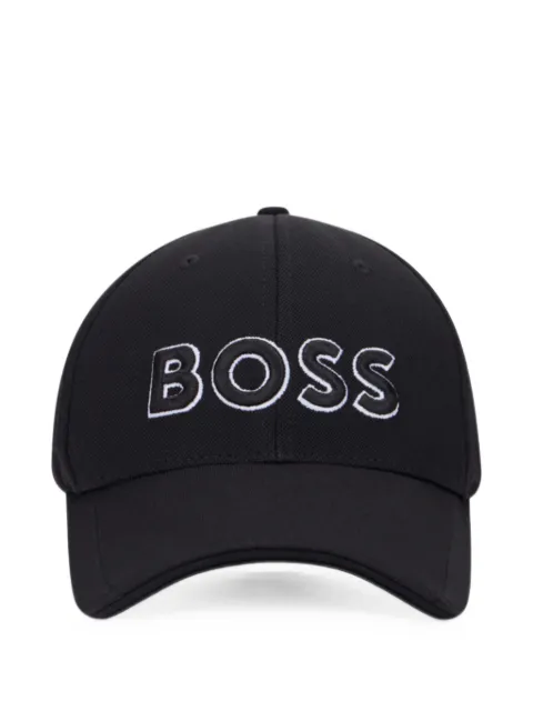BOSS knitted-piqué six-panel cap with embroidered logo