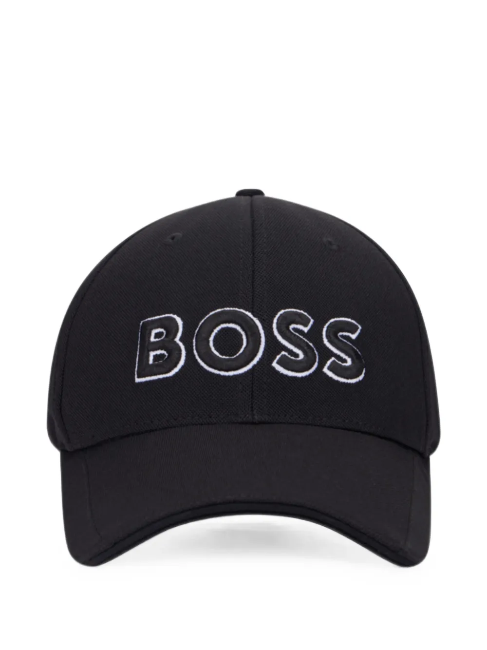 BOSS Gebreide piqué pet met zes vlakken en geborduurd logo Zwart
