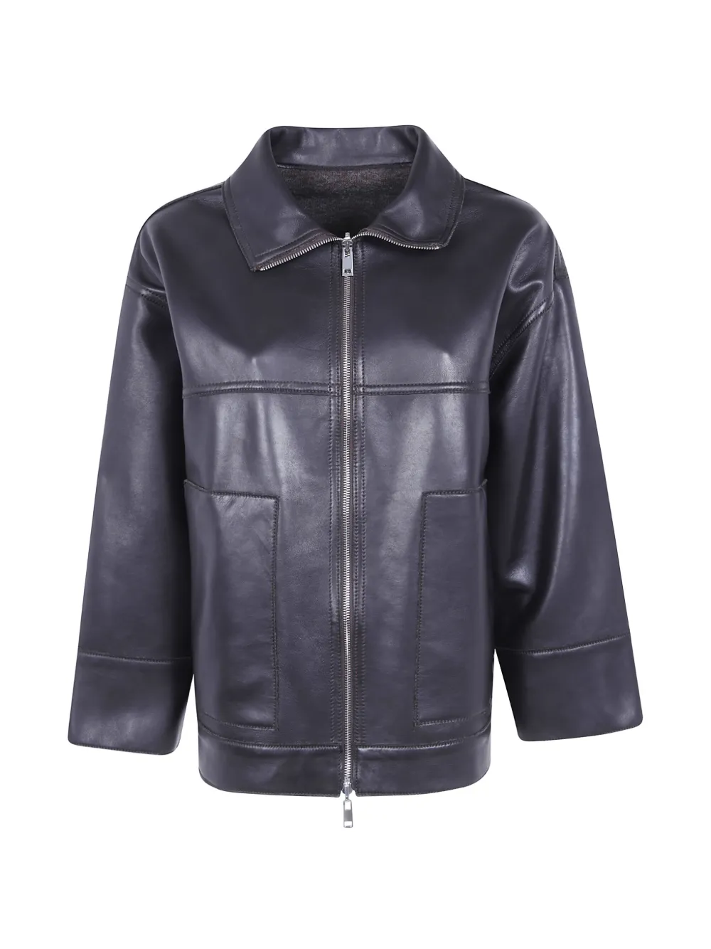 The Jackie Leathers reversible zip-up leather jacket - Marrone