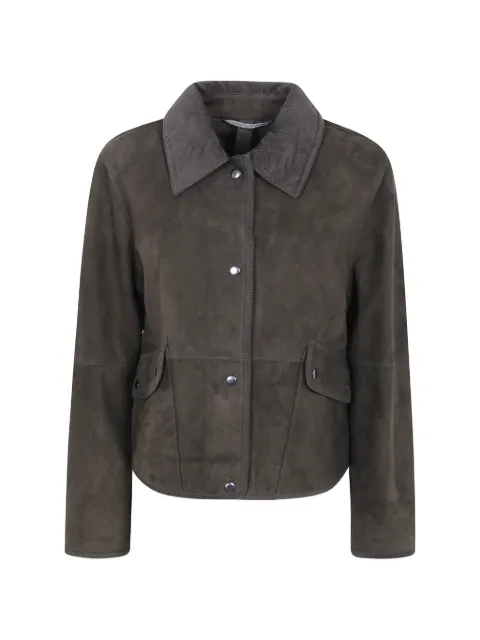 The Jackie Leathers corduroy-collar suede jacket